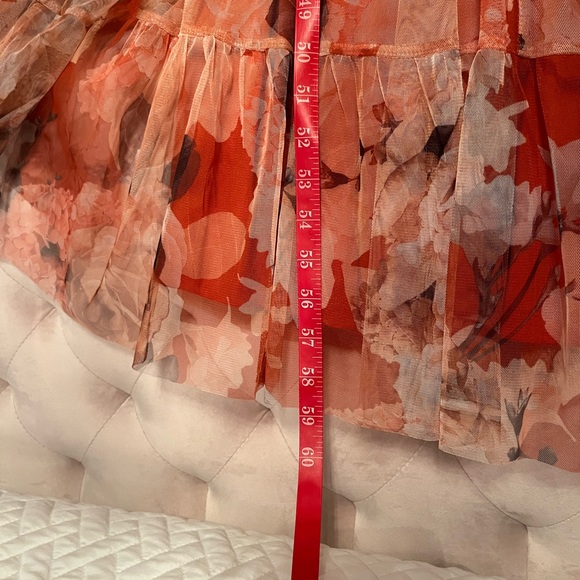 Copper color, flower print, long dress. - Picture 14 of 14